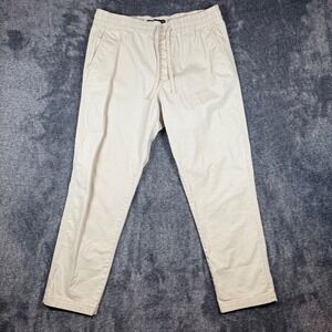 Zara Mens Beige Jogger Pants Elastic Waist Drawstring Global Standards Tan L